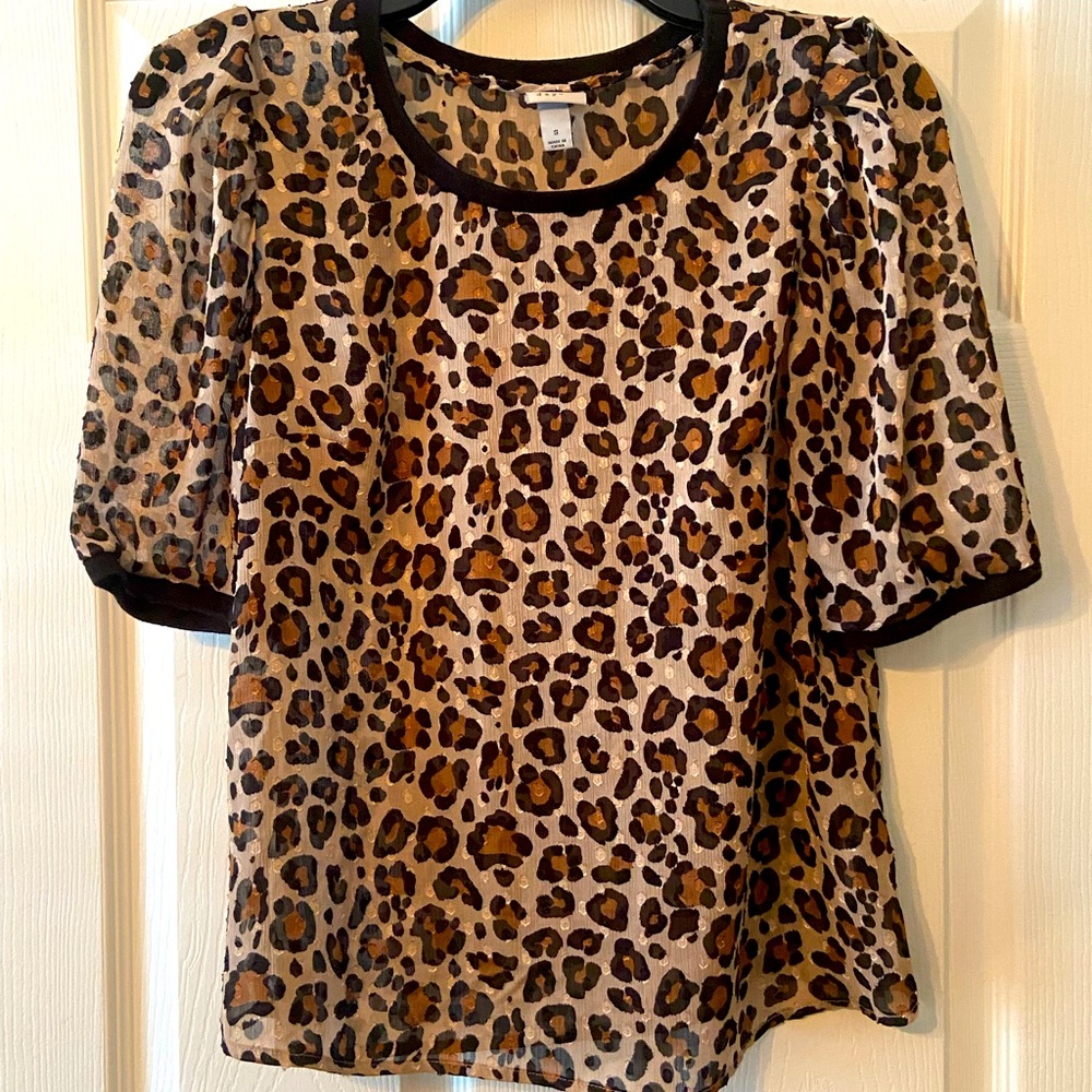 Small, Leopard, blouse, short sleeve. A new day.